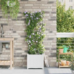 Jardinières de jardin 1 pc Blanc 40 x 40 x 142 cm Plastique 