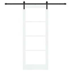 Porte coulissante avec kit de quincaillerie 'ORKDAL'en bois massif blanc et verre 