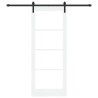 Porte coulissante avec kit de quincaillerie 'ORKDAL'en bois massif blanc et verre 
