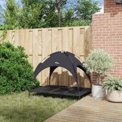 Lit pour Chien Surélevé avec Toit Amovible Noir XL Acier 