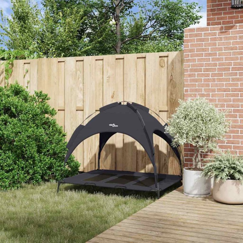 Lit pour Chien Surélevé avec Toit Amovible Noir XL Acier 