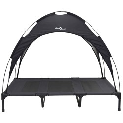 Lit pour Chien Surélevé avec Toit Amovible Noir XL Acier 