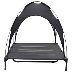 Lit pour Chien Surélevé avec Toit Amovible Noir XL Acier 