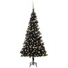Arbre de Noël artificiel pré-éclairé et boules noir 150 cm PVC 