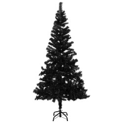 Arbre de Noël artificiel pré-éclairé et boules noir 150 cm PVC 