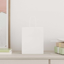 Sacs en papier 50 pcs avec poignées blanc 18x8x22 cm 