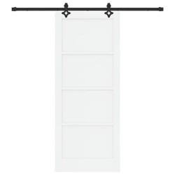 Porte coulissante avec ensemble de quincaillerie blanche 86x211 cm en bois massif de pin 