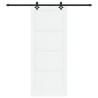 Porte coulissante avec ensemble de quincaillerie blanche 86x211 cm en bois massif de pin 