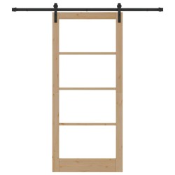 Porte Coulissante avec Quincaillerie 'ORKDAL'en Bois Massif & Verre 