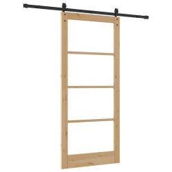 Porte Coulissante avec Quincaillerie 'ORKDAL'en Bois Massif & Verre 