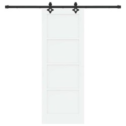 Porte coulissante avec kit de quincaillerie blanche 73,5x198,5 cm en bois de pin massif 