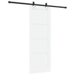 Porte coulissante avec kit de quincaillerie blanche 73,5x198,5 cm en bois de pin massif 