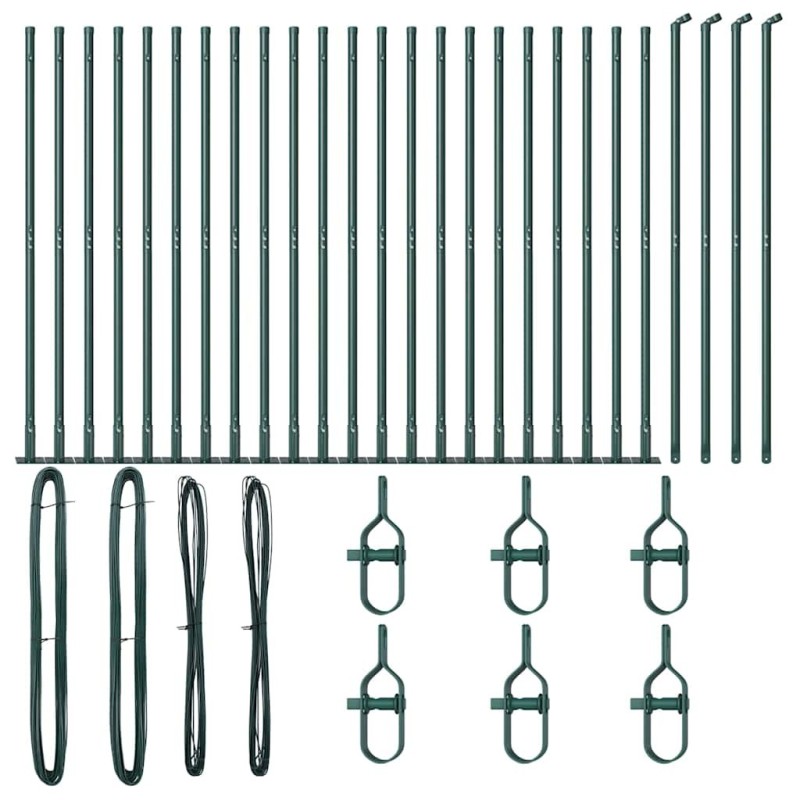 Pots de clôture avec bases - 26 pcs Ø32mm de 88,5cm en acier galvanisé 