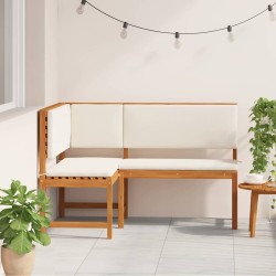 Banc d'angle de jardin avec coussins 140x100x91 cm en bois massif d'acacia 