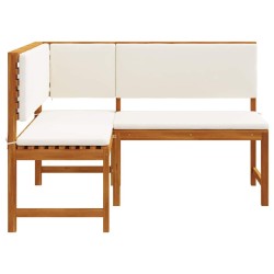 Banc d'angle de jardin avec coussins 140x100x91 cm en bois massif d'acacia 