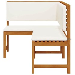 Banc d'angle de jardin avec coussins 140x100x91 cm en bois massif d'acacia 