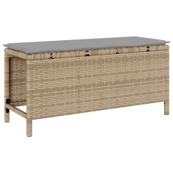 Set de Salle à Manger de Jardin 3 Pièces avec Coussins Beige en Rattan Poly et Acacia 