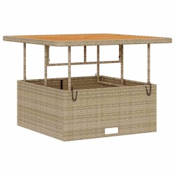 Set de Salle à Manger de Jardin 3 Pièces avec Coussins Beige en Rattan Poly et Acacia 