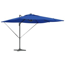 Parasol Cantilever Roma avec LEDs bleu azur – 286 x 285 x 270 cm, en aluminium. 