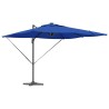 Parasol Cantilever Roma avec LEDs bleu azur – 286 x 285 x 270 cm, en aluminium. 