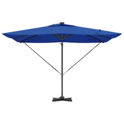 Parasol Cantilever Roma avec LEDs bleu azur – 286 x 285 x 270 cm, en aluminium. 