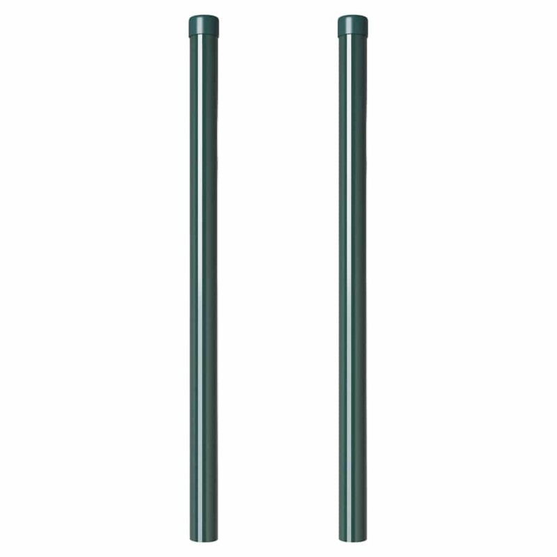 Poteaux de clôture 2 pcs Vert 60 cm Acier peint par poudre 