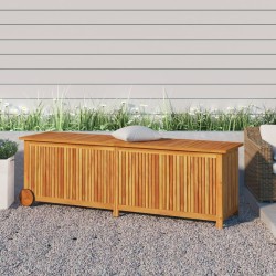 Boîte de rangement de jardin avec roues 150x50x58cm bois acacia 