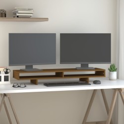 Support de moniteur Marron miel 100x27x14 cm Bois de pin solide 