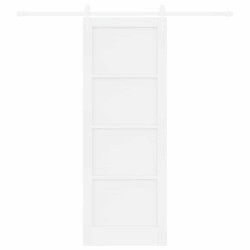 Porte Coulissante avec Matériel Blanc 78x211 cm Bois Massif de Pin 