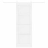 Porte Coulissante avec Matériel Blanc 78x211 cm Bois Massif de Pin 