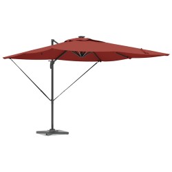 Parasol décalé Roma avec LEDs Terracotta - 286 x 285 x 270 cm, en aluminium. 