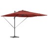 Parasol décalé Roma avec LEDs Terracotta - 286 x 285 x 270 cm, en aluminium. 