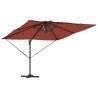 Parasol décalé Roma avec LEDs Terracotta - 286 x 285 x 270 cm, en aluminium. 