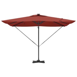 Parasol décalé Roma avec LEDs Terracotta - 286 x 285 x 270 cm, en aluminium. 
