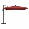 Parasol décalé Roma avec LEDs Terracotta - 286 x 285 x 270 cm, en aluminium. 