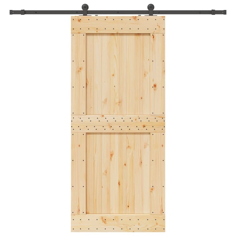 Porte coulissante et kit de quincaillerie 100x210 cm pin massif 
