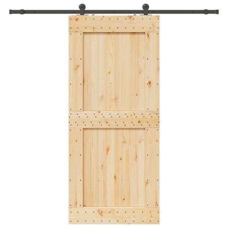 Porte coulissante et kit de quincaillerie 100x210 cm pin massif 