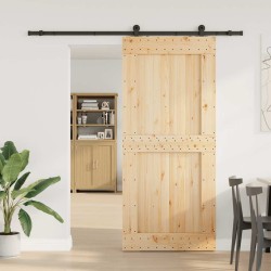 Porte coulissante et kit de quincaillerie 100x210 cm pin massif 