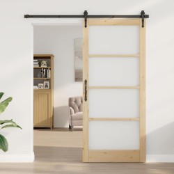 Porte coulissante avec quincaillerie 93x211 cm en bois massif de pin 