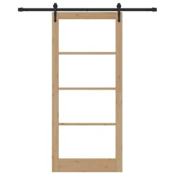 Porte coulissante avec quincaillerie 93x211 cm en bois massif de pin 