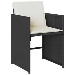 Ensemble de jardin 5 pièces avec coussins en rattan poly noir 