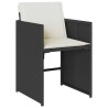 Ensemble de jardin 5 pièces avec coussins en rattan poly noir 