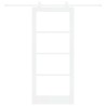 Porte Coulissante avec Kit de Quincaillerie 'ORKDAL'Blanche Bois Massif & Verre 