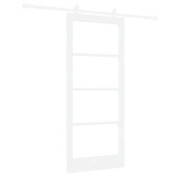Porte Coulissante avec Kit de Quincaillerie 'ORKDAL'Blanche Bois Massif & Verre 