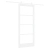 Porte Coulissante avec Kit de Quincaillerie 'ORKDAL'Blanche Bois Massif & Verre 