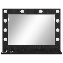 Miroir de vanité avec lumières LED Chêne noir 60x45x18 cm 