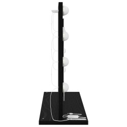 Miroir de vanité avec lumières LED Chêne noir 60x45x18 cm 