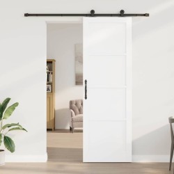 Porte coulissante avec kit de quincaillerie blanche 78x232 cm en bois massif de pin 