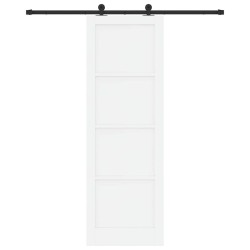 Porte coulissante avec kit de quincaillerie blanche 78x232 cm en bois massif de pin 
