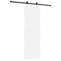 Porte coulissante avec kit de quincaillerie blanche 78x232 cm en bois massif de pin 